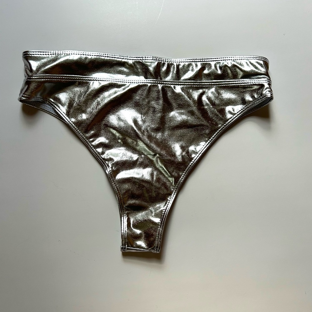 ๐ฝ Cheeky High-Waist Metallic Bikini Bottom Sz L ๐ฝ Spacey Aliencore Swimwear - Picture 4 of 7